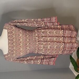 Xhilaration Boho Smocked Top Paisley On or Off Shoulder Lined Mini Dress  Size S